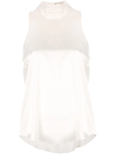 Cinq À Sept Kamille Turtleneck Sleeveless Silk Top In Ivory