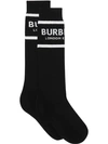 BURBERRY LOGO INTARSIA COTTON BLEND SOCKS