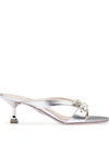 MIU MIU EMBELLISHED METALLIC SANDALS