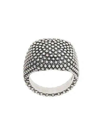Nove25 Dotted Square Signet Ring In Silver