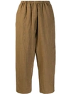 Apuntob Cropped Checked Trousers In Brown