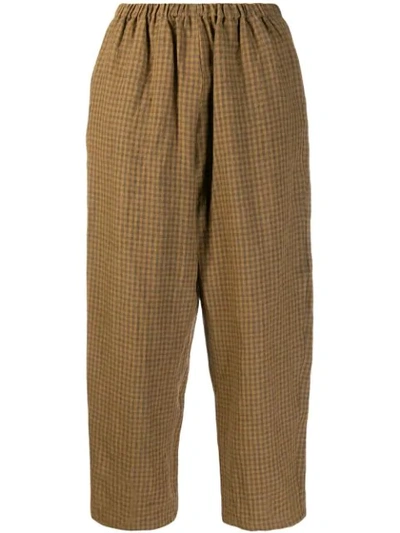 Apuntob Cropped Checked Trousers - 棕色 In Brown