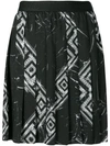 VERSACE VERSACE COLLECTION CRYSTAL PRINT PLEATED MINI SKIRT - BLACK