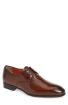 Santoni Induct Plain Toe Derby In Brown