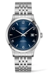 LONGINES RECORD AUTOMATIC BRACELET WATCH, 40MM,L28214966