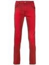 Paura Low Rise Skinny Jeans In Red