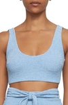 Mara Hoffman Net Sustain Lira Striped Jacquard-knit Bikini Top In White Blue