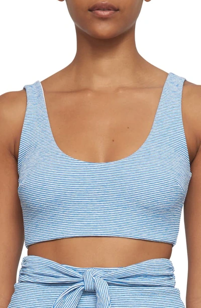 Mara Hoffman Net Sustain Lira Striped Jacquard-knit Bikini Top In White Blue