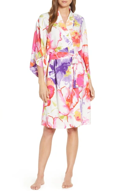 Natori Soleil Floral Print Robe In White Multi