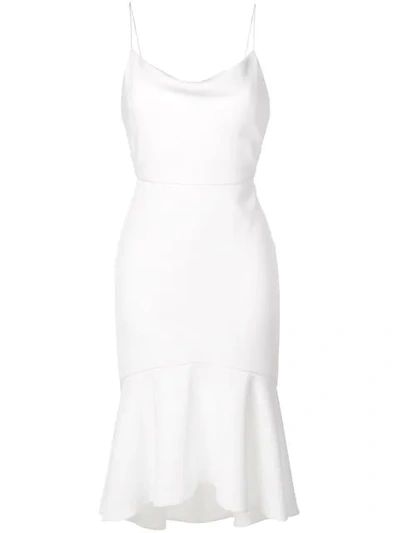 Alice And Olivia Adrina Cowl-neck Spaghetti-strap High-low Midi Dress In Off White