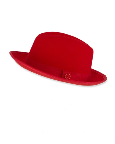 Keith And James King Red-brim Wool Fedora Hat, Rose