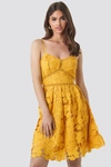 NA-KD Lace Strap Dress Yellow