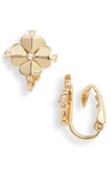 Kate Spade Spade Flower Clip Earrings In Clear/ Gold
