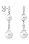 MAJORICA SIMULATED PEARL & CUBIC ZIRCONIA DROP EARRINGS,OME15906SPW