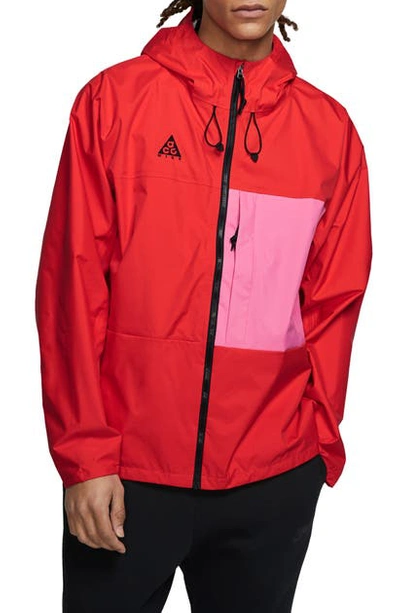 Nike Packable Jacket In Habanero Red/ Lotus Pink