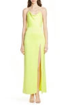 ALICE AND OLIVIA ELIZA COWL NECK HIGH SLIT MAXI SLIPDRESS,CC902205529