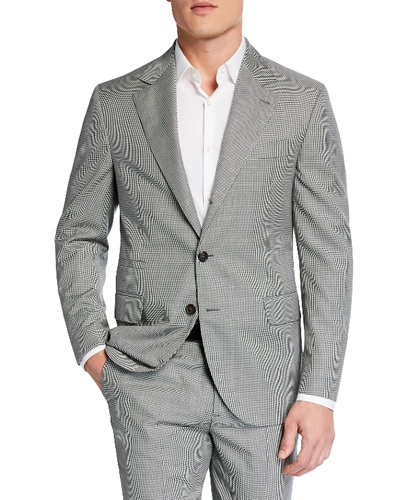 Brunello Cucinelli Men's Micro-houndstooth Two-piece Wool Suit In Gray