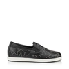 JIMMY CHOO GRACY Black and Silver Leather Slip On Flat with Stars,GRACYAAI S