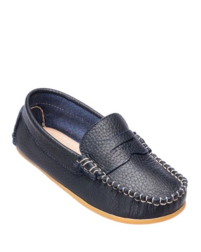 Elephantito Boy's Alex Leather Driver Loafers, Toddler/kids In Blue