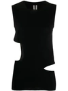 RICK OWENS RICK OWENS CUT-OUT TANK TOP - 黑色