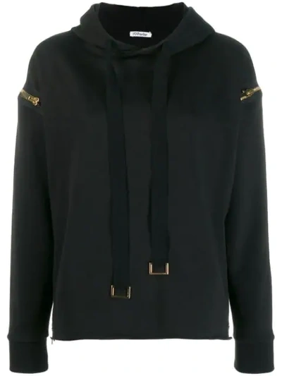 Parlor Zip Detail Hoodie In Black