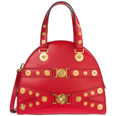 Versace Medusa Detailed Tote Bag In Red