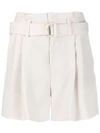 VINCE VINCE BELTED TAILORED SHORTS - WHITE