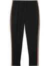 BURBERRY ICON STRIPE DETAIL JERSEY TRACKPANTS