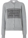 BURBERRY BURBERRY LOGO细节羊绒开衫 - 灰色