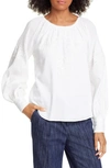 JOIE MITNEY EMBROIDERED DETAIL COTTON BLOUSE,19-1-002395-TP02858