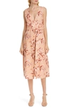 JOIE ETHELDA FLORAL MIDI LINEN DRESS,19-1-004982-DR01786