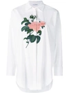 OSCAR DE LA RENTA OSCAR DE LA RENTA 超大款玫瑰刺绣衬衫 - 白色