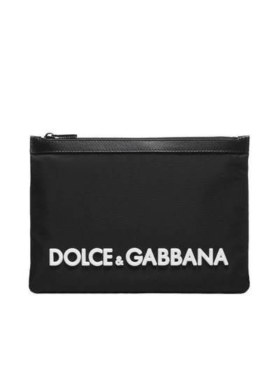 Dolce & Gabbana Logo Print Clutch In Black