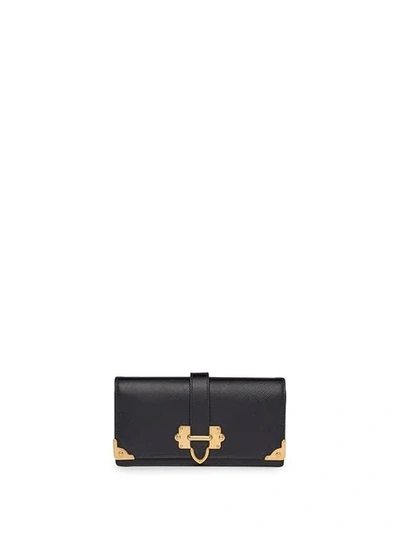 Prada Cahier Saffiano Mini Cross-body Bag In Black
