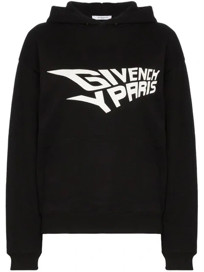Givenchy Glow-in-the-dark Logo-print Cotton-jersey Hoody In 001 Black