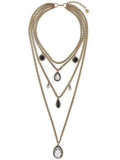 Alexander Mcqueen Gold-tone Crystal Multi-pendant Layered Necklace
