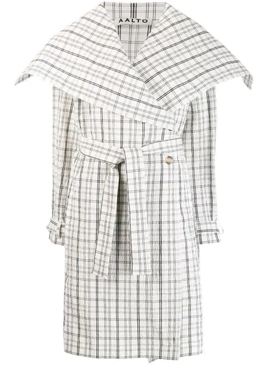 Aalto Belted Checked Coat In White