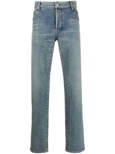 Pierre Balmain Bleached Slim-fit Jeans In Blue