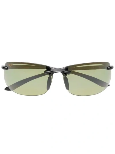 Maui Jim Banyan Polarised Rimless Sunglasses In Schwarz