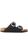 Birkenstock Arizona Big Buckle Birko Flor Womens Sandals In Black