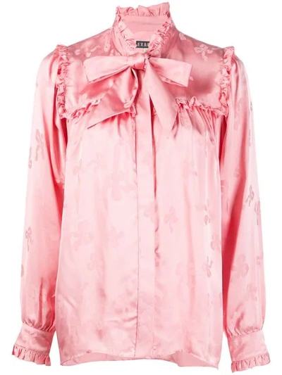 Alexa Chung Bow Print Pussybow Shirt - 粉色 In Pink