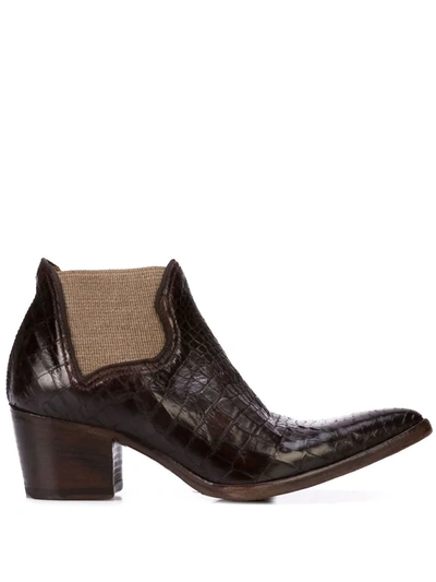 Alberto Fasciani Textured Pointy Boots - 棕色 In Brown