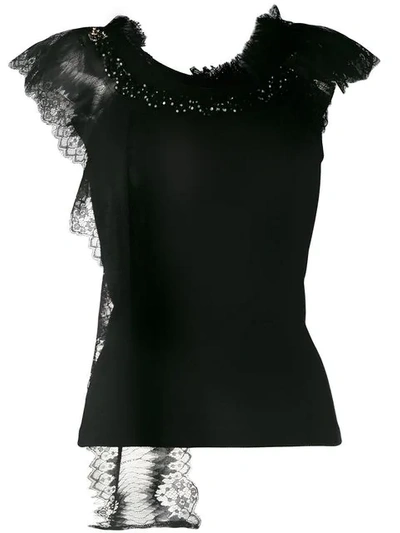 Antonio Marras Lace Detail T-shirt - 黑色 In Black
