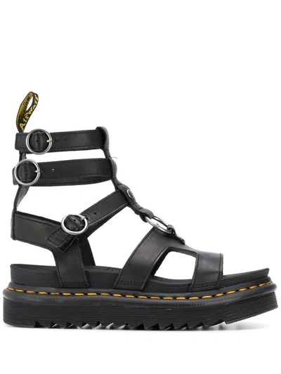 Dr. Martens' Adaira Gladiator Leather Chunky Sandals In Black - Black