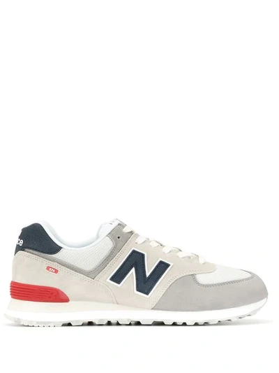 New Balance Suede And Canvas 574 White Trainers In Grey