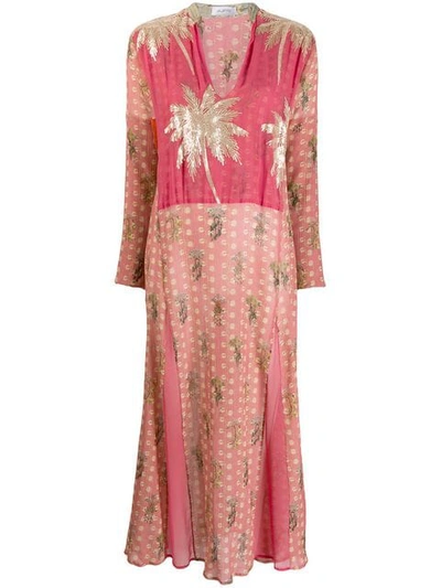 Ailanto Embellished Palm Tree Dress In Pink