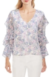 VINCE CAMUTO CHARMING FLORAL TIERED SLEEVE TOP,9139020