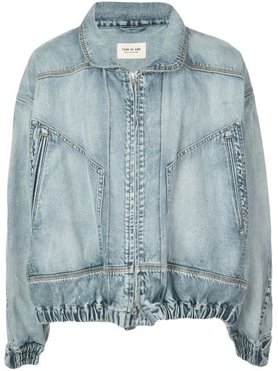 Fear Of God Panelled Denim Trucker Jacket In Blue