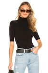 Commando Ballet Shortsleeve Turtleneck Bodysuit In Black
