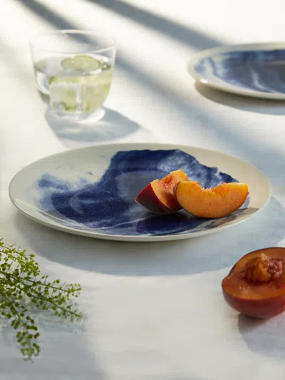 1882 Ltd Indigo Storm Ceramic Salad Plates (set Of 4) . Abask Gift Set In Blue